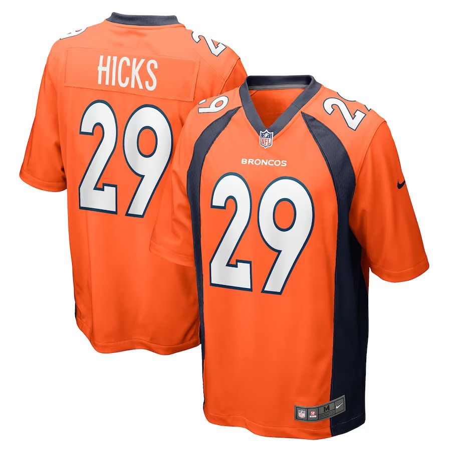 Men Denver Broncos #29 Faion Hicks Nike Orange Game Player NFL Jersey->denver broncos->NFL Jersey